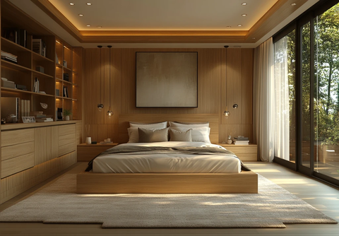 木质墙壁格子柜卧室