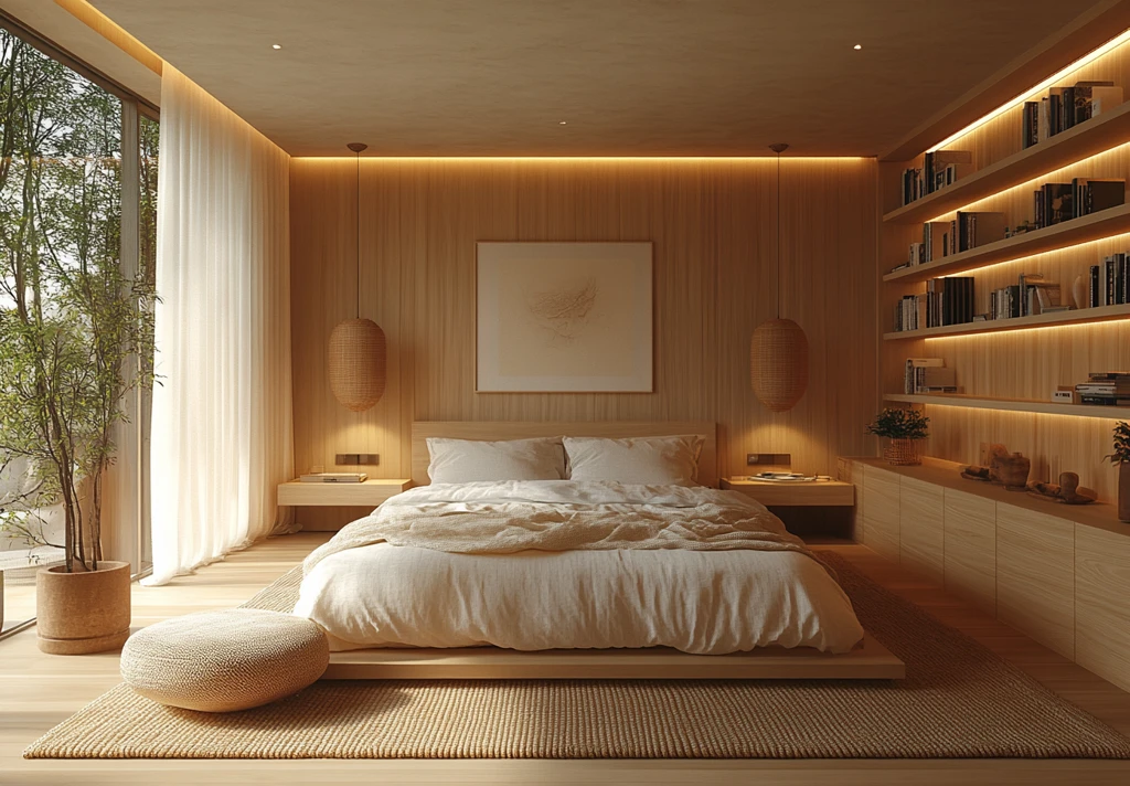 木质墙壁格子柜卧室