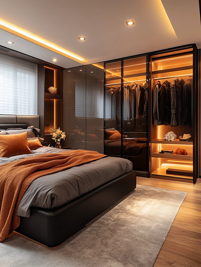 黑色玻璃衣帽间