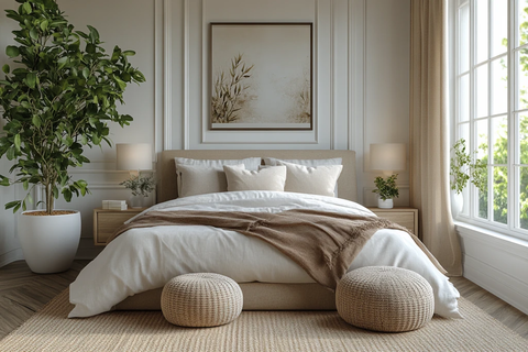 白色墙面木地板卧室