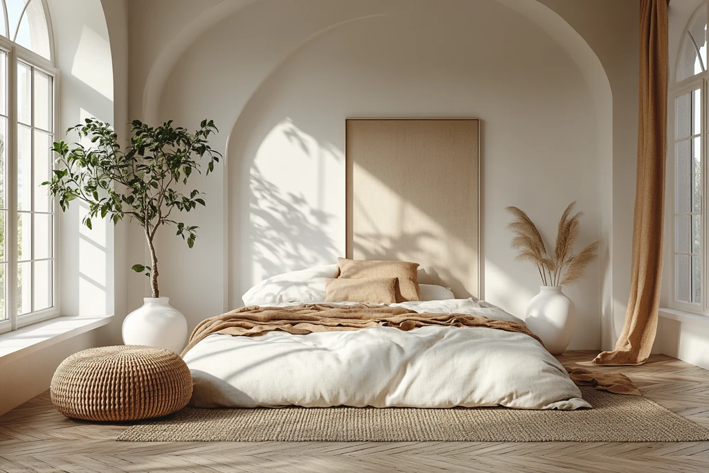 白色墙面木地板卧室