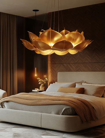 灰色床头板金色床卧室