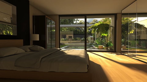 德国卧室床尾衣柜