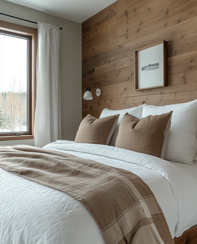 白色卧室木质床