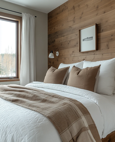 白色卧室木质床