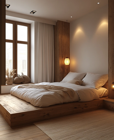 白色卧室木质床