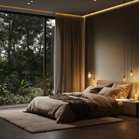 窗外夜色床边光