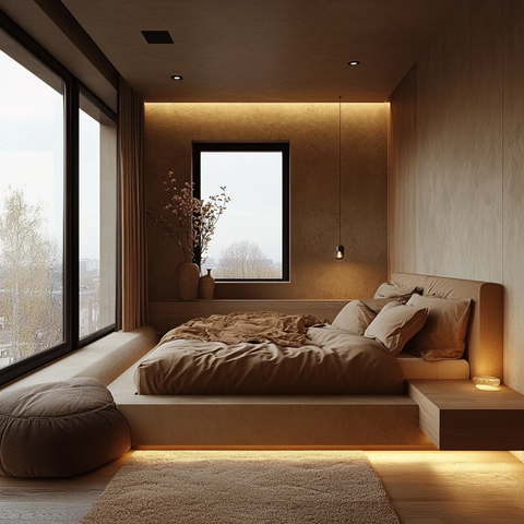 窗外夜色床边光