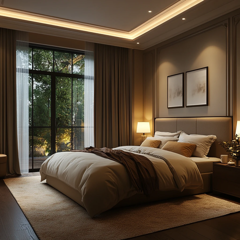 窗外夜色床边光