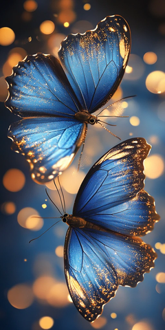 蓝蝶金粉海景图