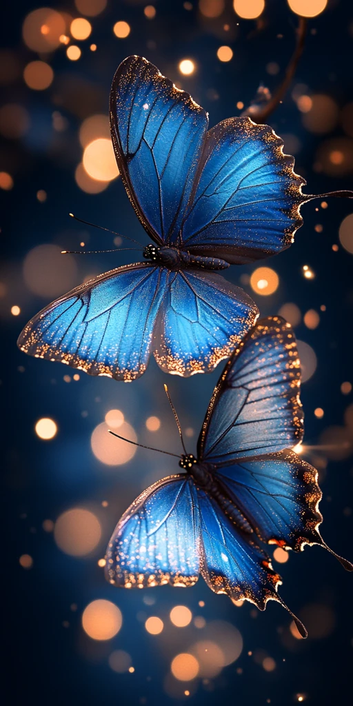 蓝蝶金粉海景图