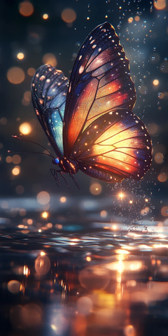 水晶蝴蝶水面飞舞