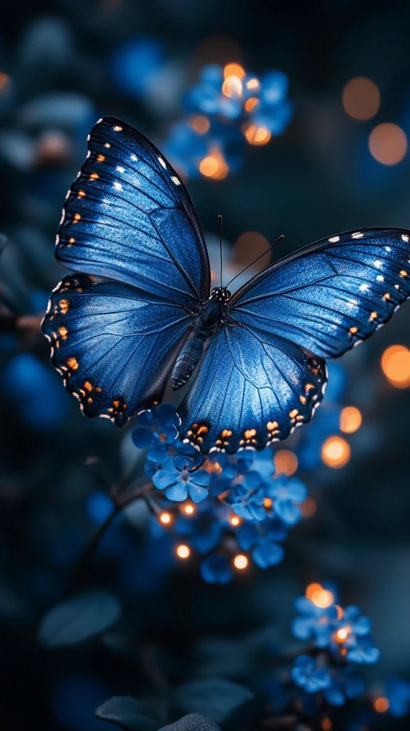 蓝蝶背景光影