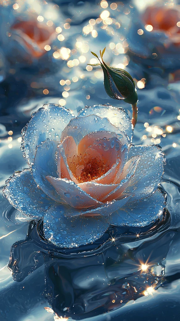 蓝玫瑰银金水花