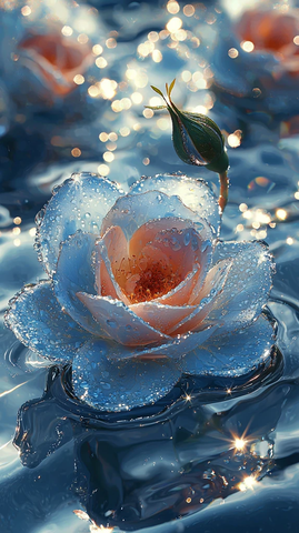 蓝玫瑰银金水花