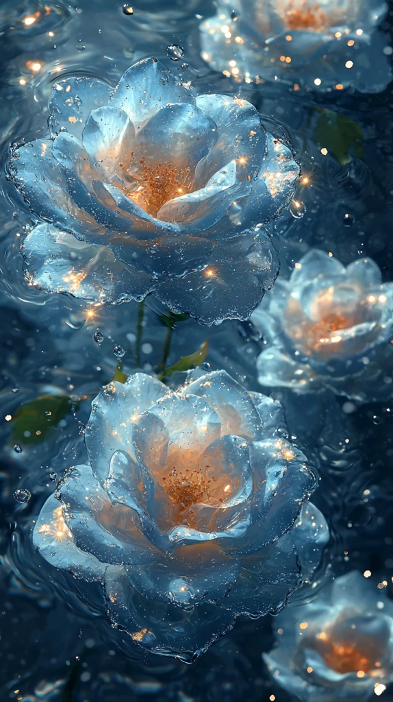 蓝玫瑰银金水花