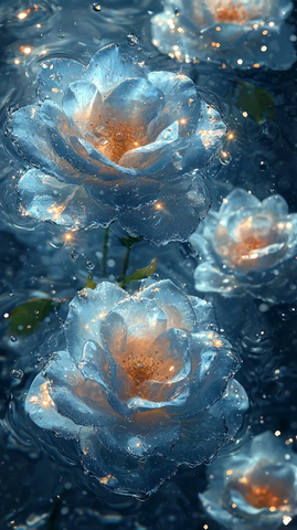 蓝玫瑰银金水花