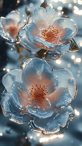 蓝玫瑰银金水花