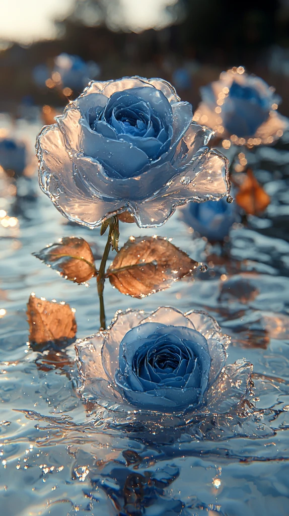 蓝玫瑰银金水花