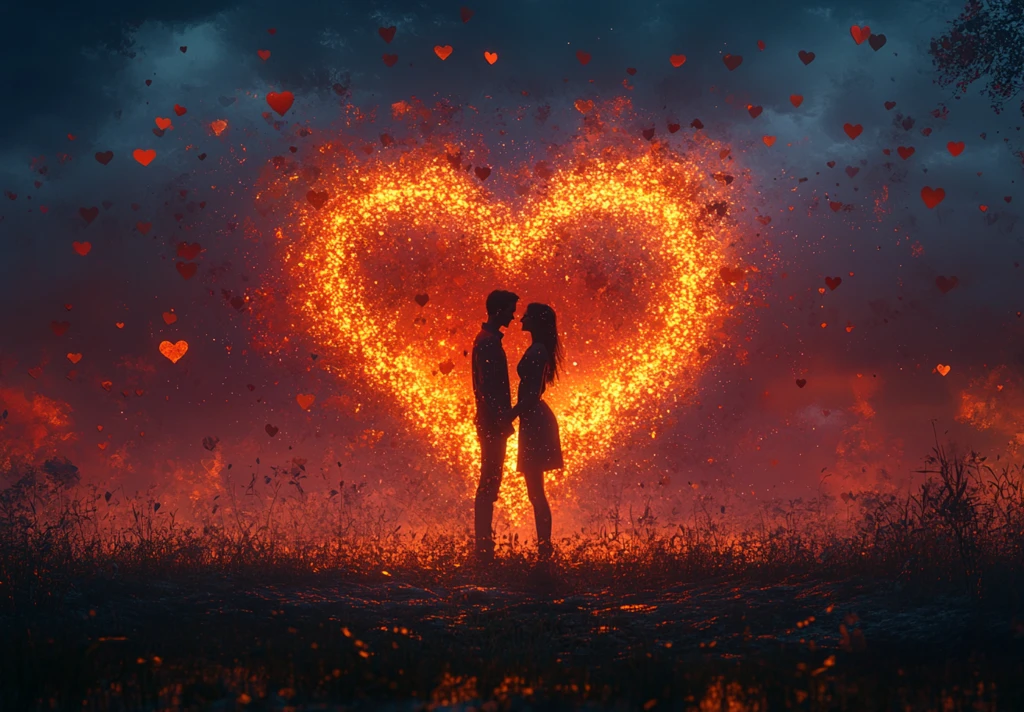 心形光景下的拥抱