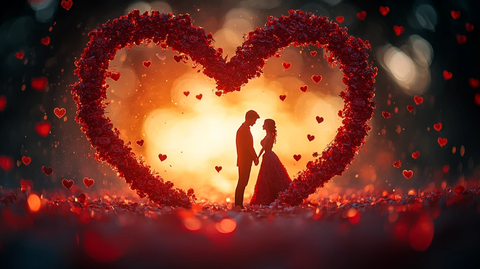 红心相框牵手恋人