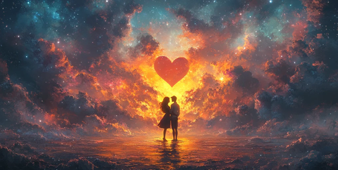 云中相拥的二人