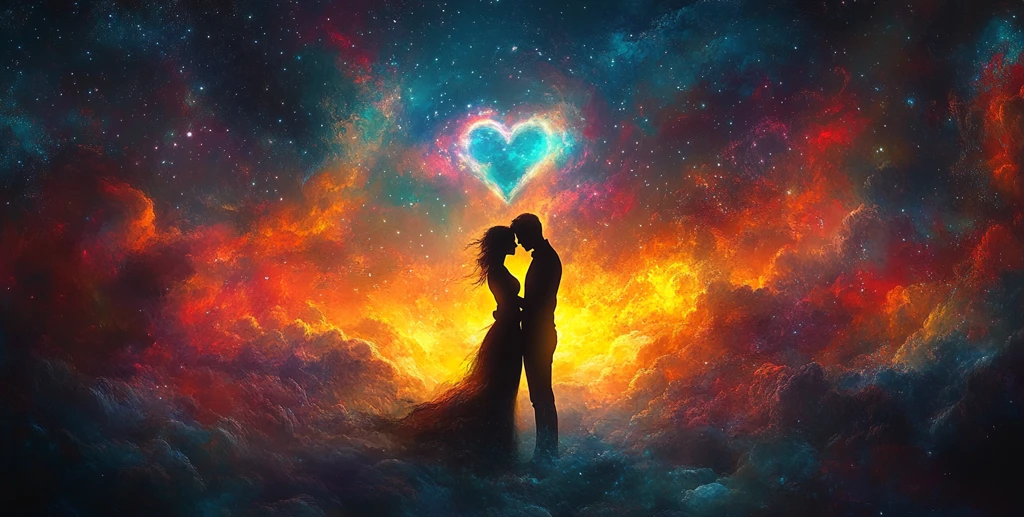 云中相拥的二人