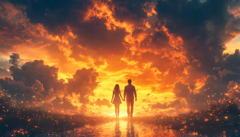 夕阳下的携手同行