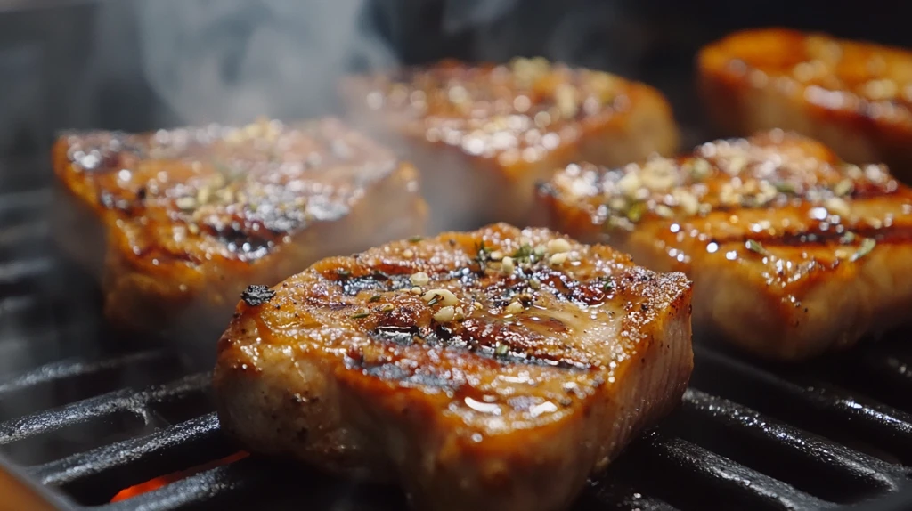 烤猪排配蒜香草本