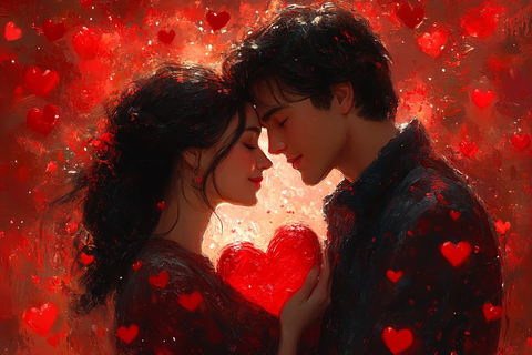 心形相拥的恋人