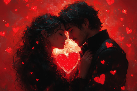 心形相拥的恋人