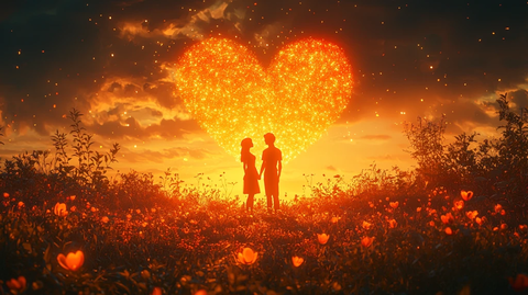 温暖红调卡通爱