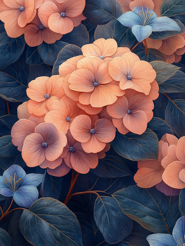 粉紫绣球与蓝百合