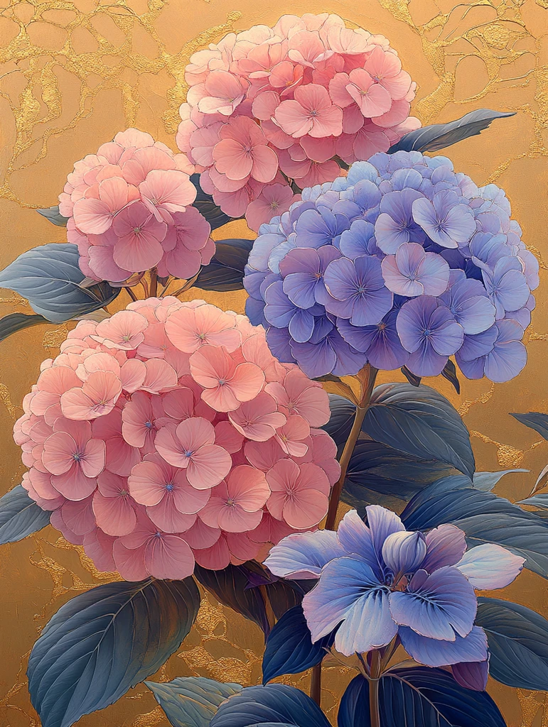 粉紫绣球与蓝百合