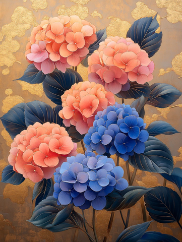 粉紫绣球与蓝百合