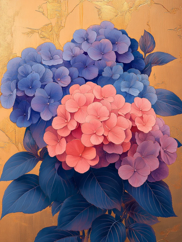 粉紫绣球与蓝百合