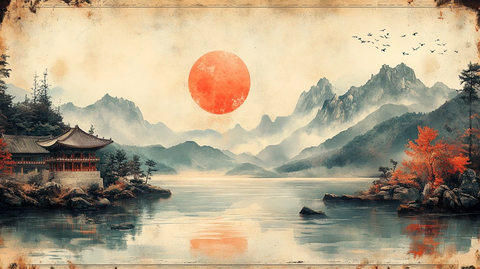 韩国传统风景纹理