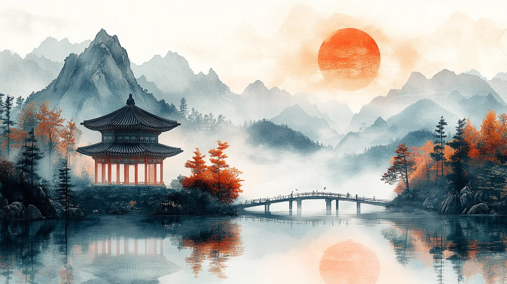 韩国传统风景纹理