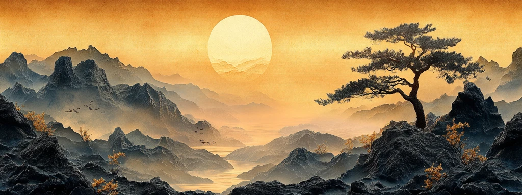 古岩剪影纸风格