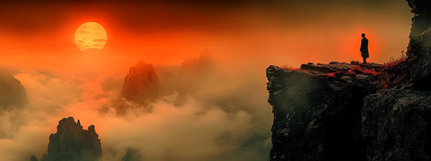 古岩剪影纸风格