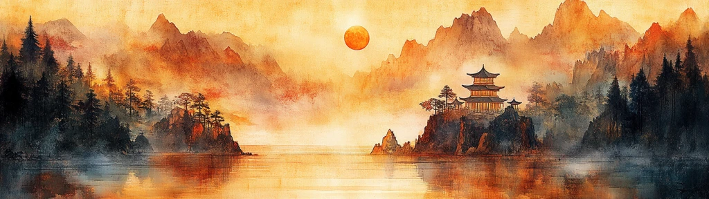 山水亭塔月夜图