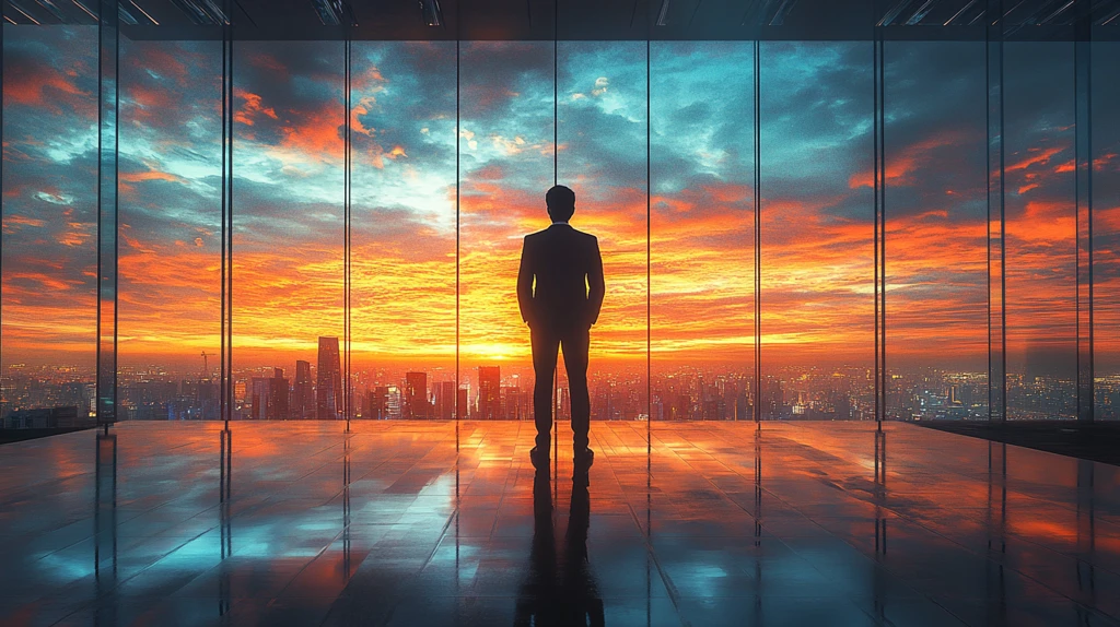 商务人士窗前沉思