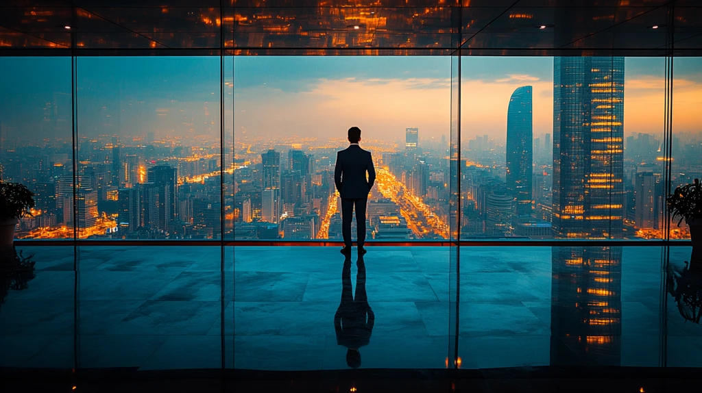 商务人士窗前沉思