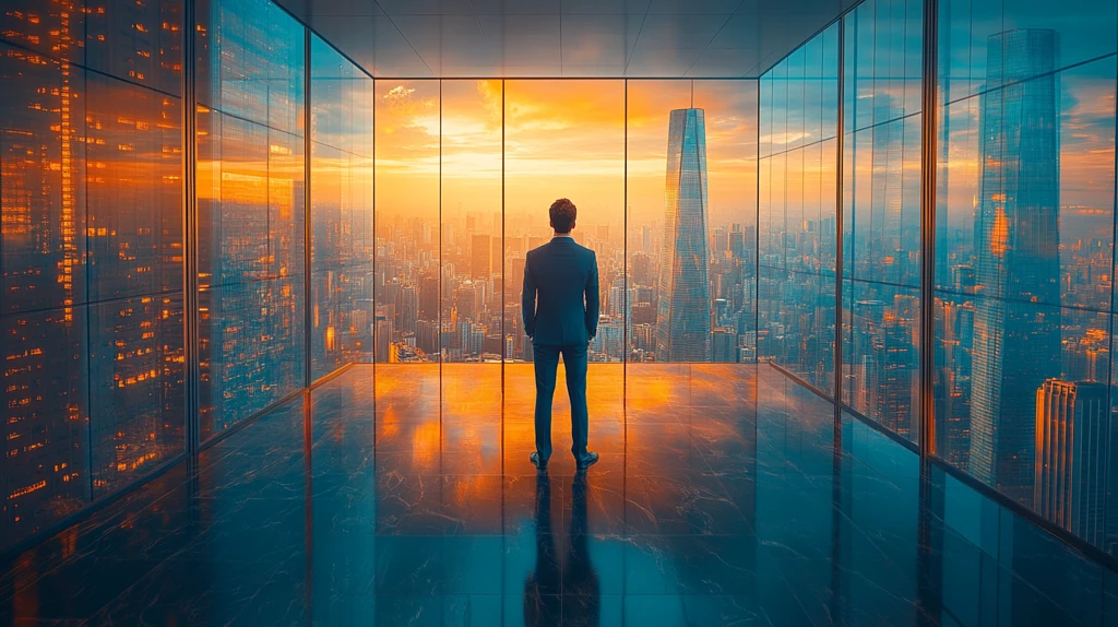 商务人士窗前沉思