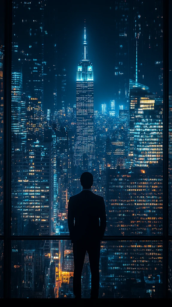 西装男背影城市夜景