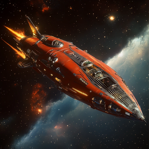 红色飞船穿梭星际