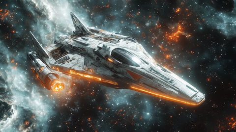 太空船驶向镜头