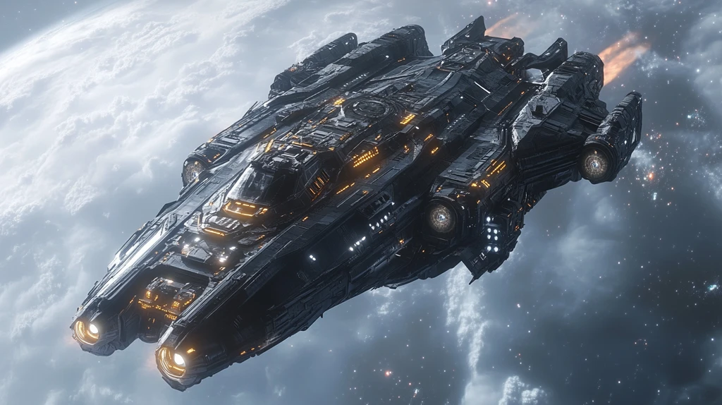 太空船驶向镜头