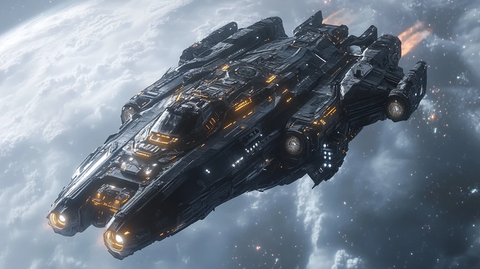 太空船驶向镜头