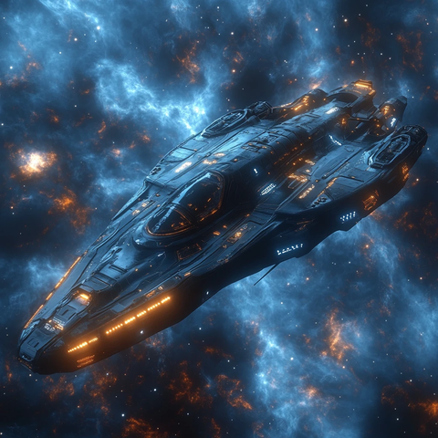 黑色蓝色金属飞船